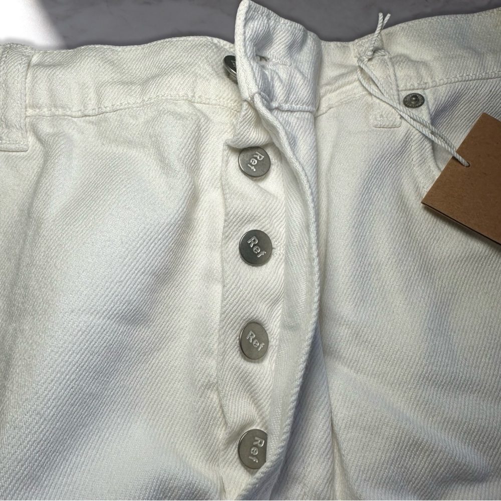 Reformation Cherry Denim Mini Skirt In White Size 31 - Picture 5 of 14